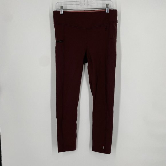 Smartwool Leggings Women’s large L burgundy merino wool 7/8 base layer hiking - Picture 2 of 8